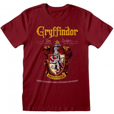 CurePink pánské tričko Harry Potter Gryffindor Nebelvír znak červené