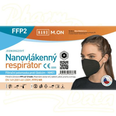 Nano M.ON nanovlákenný respirátor FFP2 černý 1 ks – Zboží Mobilmania