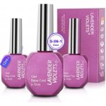 Levandulové fialky 3 ks, matný lesklý vrchní lak, 5v1 zpevňující podkladový gel - 12ml, UV LED lak – Zboží Mobilmania