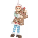 Clayre & Eef Závěsná vánoční dekorace Elf s perníčkem 5*4*11cm – Hledejceny.cz