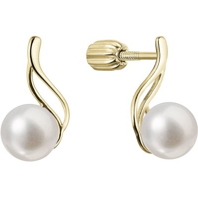 Evolution Group pozlacené stříbrné náušnice pecky s říční perlou bílá 21102.1B Au plating – Zboží Mobilmania