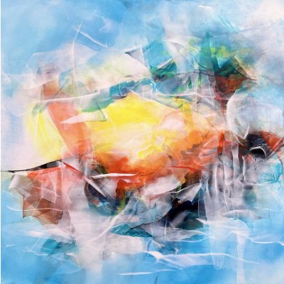 Kateřina Bohušíková, Tenkrát při západu slunce, Malba na plátně, akrylové barvy, 80 x 80 cm – Zboží Mobilmania
