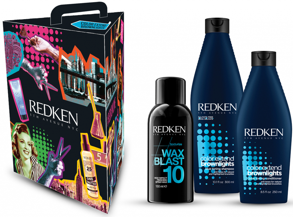 Redken Color Extend Brownlights šampon neutralizující mosazné podtóny 300 ml + vyživující kondicionér neutralizující mosazné podtóny 250 ml + matující vosk na vlasy ve spreji 150 ml