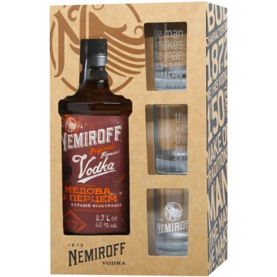 Nemiroff Honey Pepper 40% 0,7 l (dárkové balení 3 panáky) – Hledejceny.cz