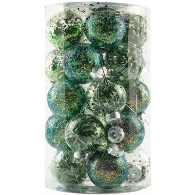DECOLED Luxusní sada ozdob 25 ks. prům. 7 cm tmavě zelená – Hledejceny.cz