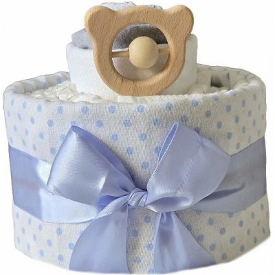 Brumlík plenkový mini dort Modrý puntík s chrastítkem – Sleviste.cz
