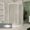 Pevné stěny do sprchových koutů Mereo Sprchový set z Kory Lite, čtvrtkruh, 90 cm, bílý ALU, Grape a vaničky vč. sifonu, bez noži