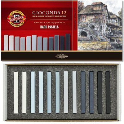 Olejové křídy Gioconda sada 12 šedých odstínů barev Koh-i-noor 8122 – Zboží Dáma