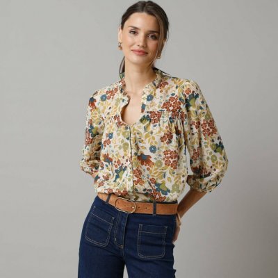 Košilová halenka s potiskem režná – Zbozi.Blesk.cz