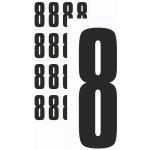 Čísla samolepící 8 černá samolepící vinylová fólie 75 mm písmo - aršík 4 ks – Zboží Mobilmania