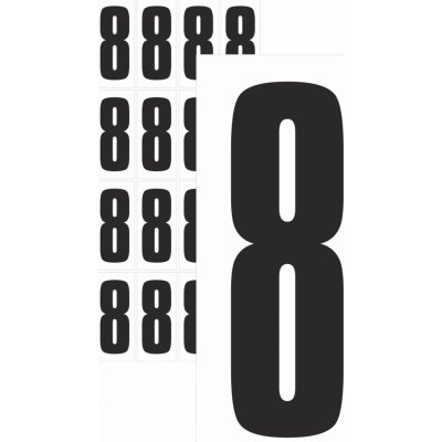 Čísla samolepící 8 černá samolepící vinylová fólie 75 mm písmo - aršík 4 ks – Zboží Mobilmania