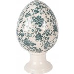 Clayre & Eef Keramické vajíčko na podstavci se zelenými květy Tien French XL Ø 17*28 cm – Hledejceny.cz