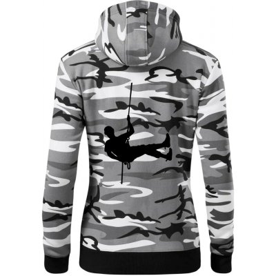 Visící horolezec dámská mikina trendy zipper s kapucí Šedý maskáč – Zboží Dáma