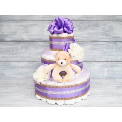 PASTELL Decor Plenkový dort pro holčičku fialový S hračkou 2 Miminko váží 3 - 6 kg – Zboží Mobilmania