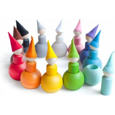 Montessori Ulanik dřevěná hračka „Small Peg Dolls with Hats and Balls‟ – Zboží Dáma