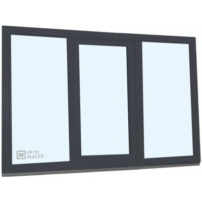 KNIPPING Plastové okno - 70 AD, 2400x1500 mm, FIX/OS/FIX, antracit Barva, imitace: antracit/bílá (jednostranně) – Zboží Mobilmania