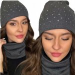 Fashionweek Dámský set čepice a šály čepice beanie trubkový šátek S2262 grafitová – Hledejceny.cz