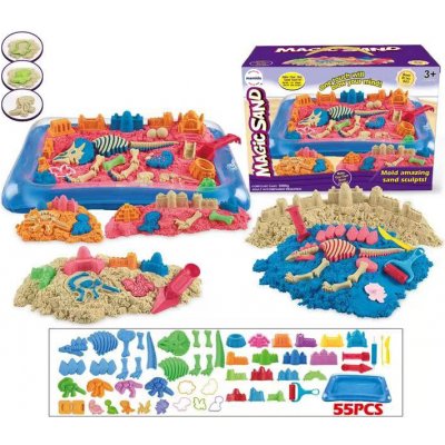 Mamido Sada kinetického písku XXL s dinosaury hradem a 55 ks příslušenství 3000 g – Hledejceny.cz