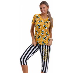 Žluté i pruhované pyžamo pro ženy s kuřátky 1B1586 žlutá