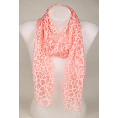 Šála s hedvábím vzor vz. 3 lososová – Zboží Dáma