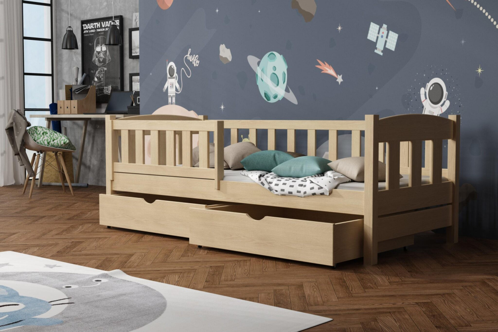 DP - Detske postele Bolek 02 borovice masiv s úložným prostorem Barva Grafit