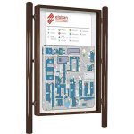 PROCITY Oboustranná vitrína Carrefour 1860x1310 mm, včetně sloupků, hnědá | Zboží Auto