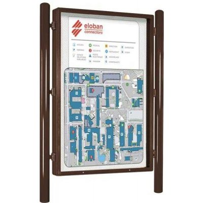 PROCITY Oboustranná vitrína Carrefour 1860x1310 mm, včetně sloupků, hnědá | Zboží Auto