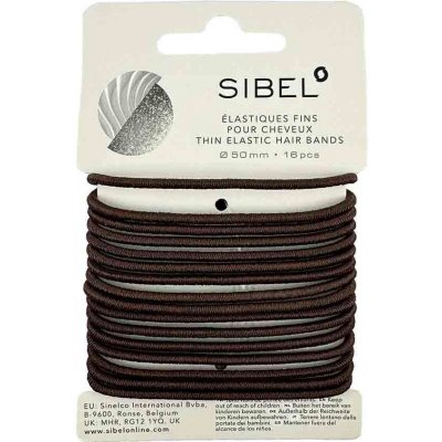 Sibel Elastic Elastic Thin Hair Bands Brown 50 mm 16 ks Gumičky do vlasů