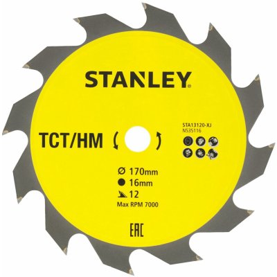 STANLEY pilový kotouč na dřevo TCT/HM 12 zubů 170x16 mm – Zboží Mobilmania