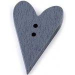 Knoflík dřevěným srdce 21x33mm šedý – Zboží Dáma