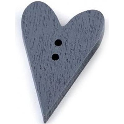 Knoflík dřevěným srdce 21x33mm šedý – Zboží Dáma