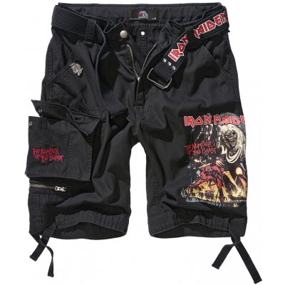 Brandit kraťasy Iron Maiden Savage shorts The Number of The Beast black edition černé