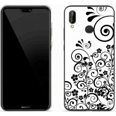 Pouzdro mmCase Gelové Huawei P20 Lite - černobílé květinové vzory – Zboží Mobilmania