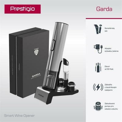 Elektrický otvírák na víno "GARDA", stříbrný, Prestigio – Sleviste.cz