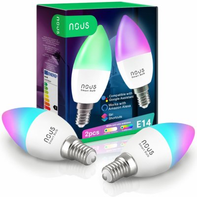 Smart sada LED žárovek E14 4,5W RGB Nous P4/2pack WiFi Tuya