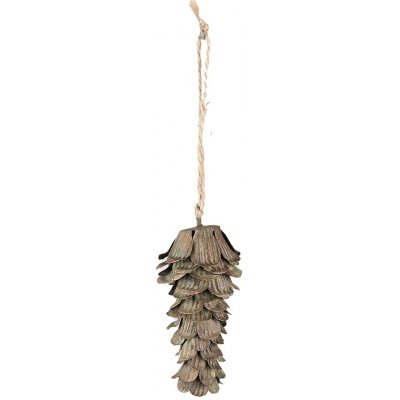 Měděno-zelená antik kovová závěsná dekorace šiška - 5*5*12 cm - Clayre & Eef – Hledejceny.cz