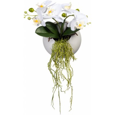 Gasper Umělá květina Orchidej v závěsné váze, bílá, 25 cm