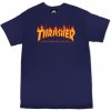 Pánské Tričko Thrasher Flame Logo Navy Blue