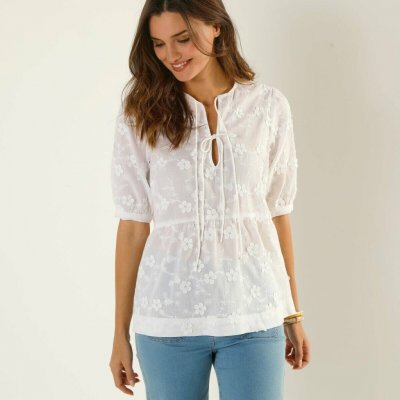 Halenka se zavázáním a 3D květy bílá – Zbozi.Blesk.cz