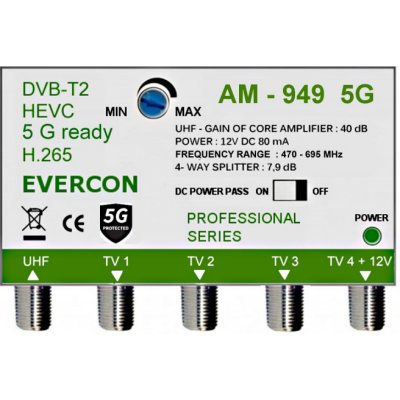 Evercon HEVC zesilovač signálu pro 4 TV AM-949 5G – Zboží Mobilmania