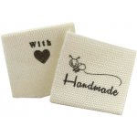 Pro Háčkování Látková cedulka Handmade with love , včelka - bílá barva natural – Zboží Dáma