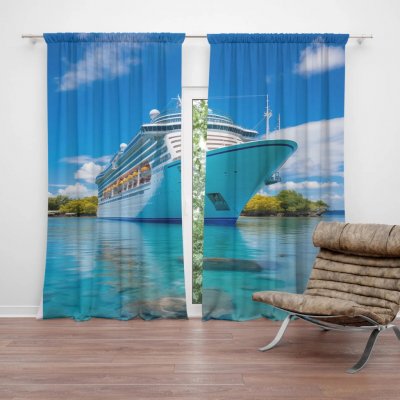 Sablio Závěs Luxusní výletní loď v tropickém ráji: 2ks 140x250cm – Hledejceny.cz