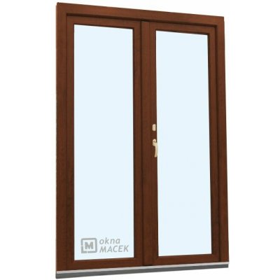 Kömmerling balkonové dveře 70 AD O+OS klapačka levé ořech/ořech 120 x 210 cm oboustranná klika + FAB + hliníkový práh – Hledejceny.cz