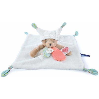 Doudou et Compagnie plyšový medvedík na maznanie White Bear Flat Comforter s QR kódom na rozprávky biely 25 cm DC4057 – Hledejceny.cz