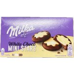 Milka White Choco Mini Stars kakaové sušenky, mléčná náplň a bílá čokoláda 150 g – Sleviste.cz