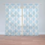 Sablio Záclony Modrobílé čtverce: 2ks 150x250cm – Zboží Mobilmania