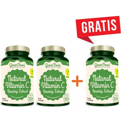 GreenFood Nutrition Natural Vitamin C + Extrakt ze šípků 3 x 60 kapslí – Hledejceny.cz