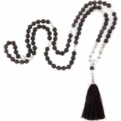 BODHI buddhistická Mala s lávovými kameny a Okenitem 108 perel s černým střapcem – Zboží Mobilmania