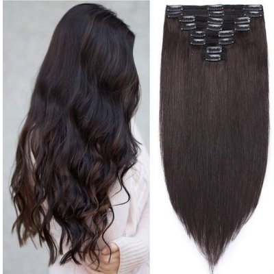 Sego Clip in Extensions Pravé vlasy Prodlužovací příčesek 8 kusů SET levně Remy Hair soft Středně – Zboží Dáma
