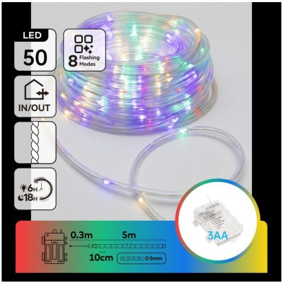 Aigostar B.V. Aigostar - LED Venkovní vánoční řetěz 50xLED/8 funkcí 3xAA 5,3m IP44 multicolor B10303K8X – Hledejceny.cz